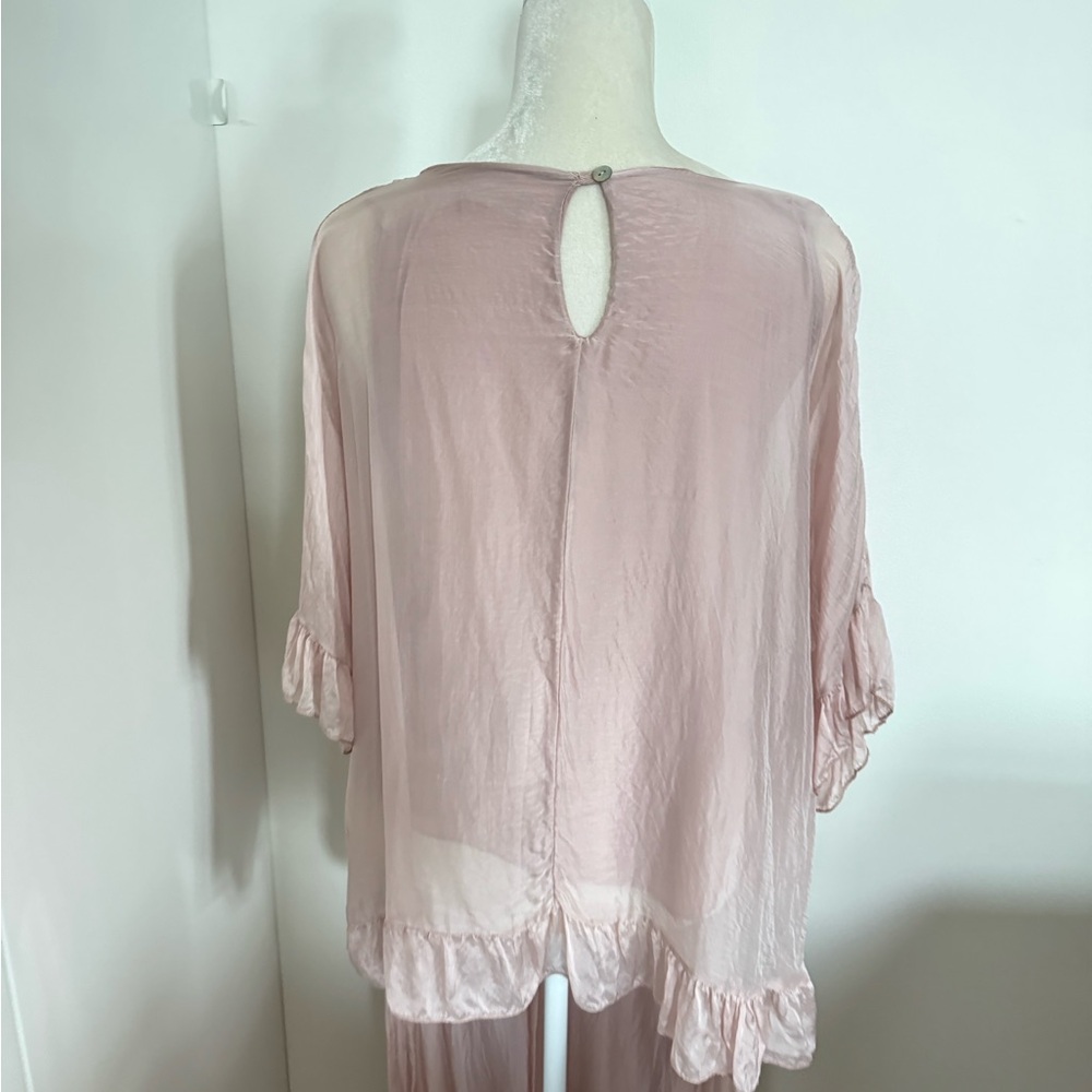 Elegant Dusty Pink Sheer Two-Piece Outfit-Made in Italy. - Picture 4 of 7